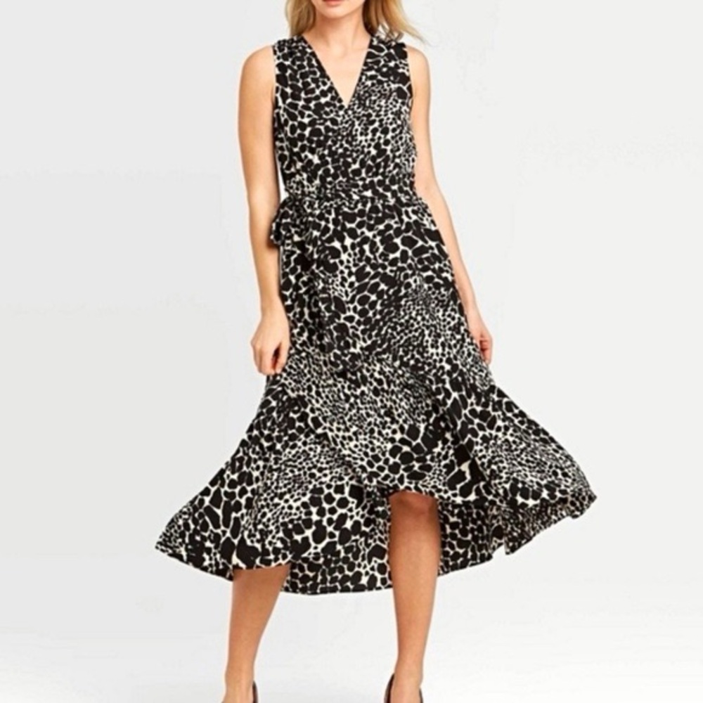 Who What Wear Black and Cream High Low Dress
